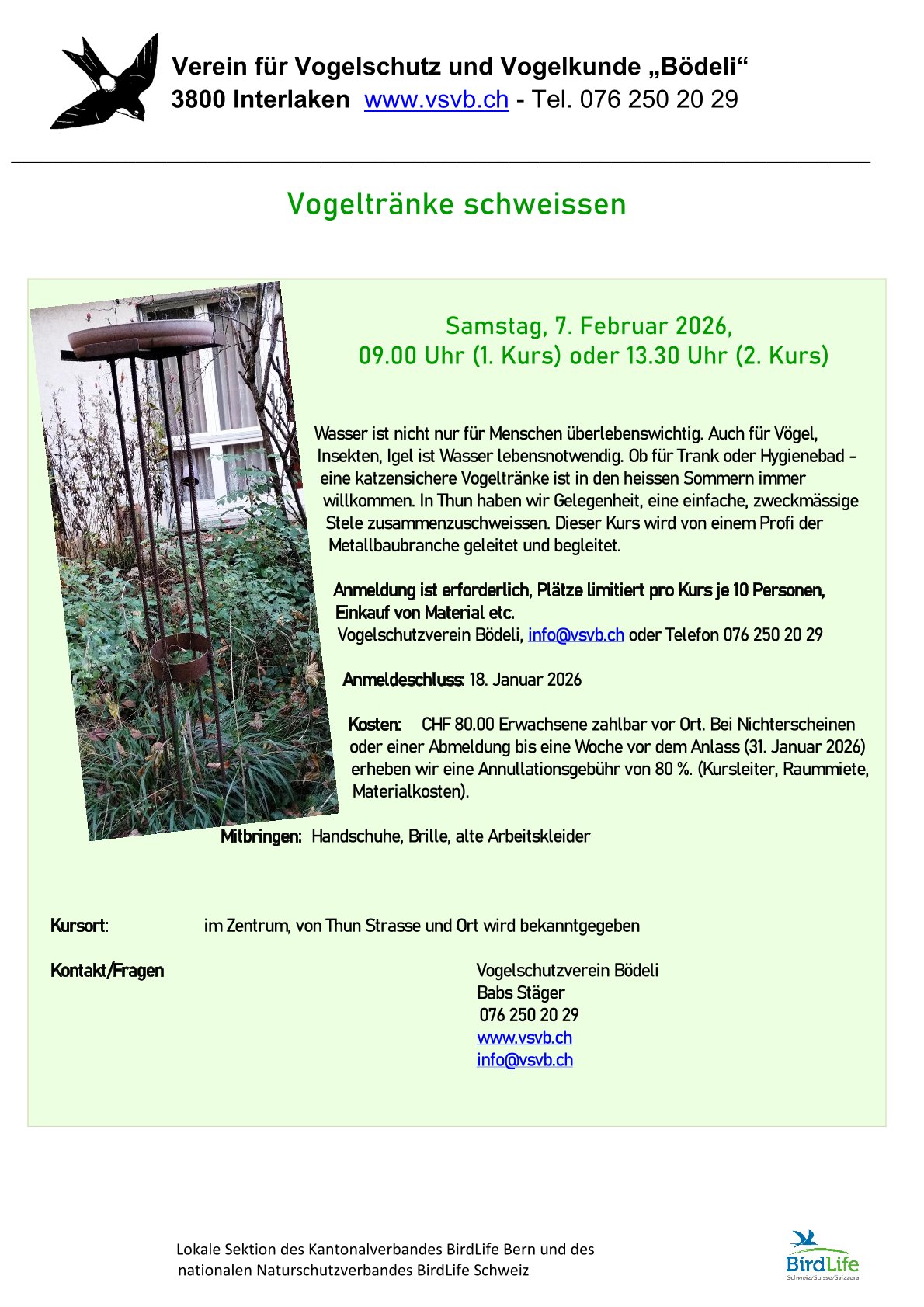 Vogeltränke schweissen Vogeltränke schweissen